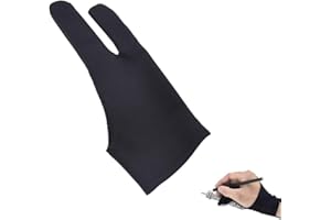 Artist Glove Anti-fouling Gloves Two Finger for Graphic Drawing Tablet Monitor Light Box Tracing Board (M, black)