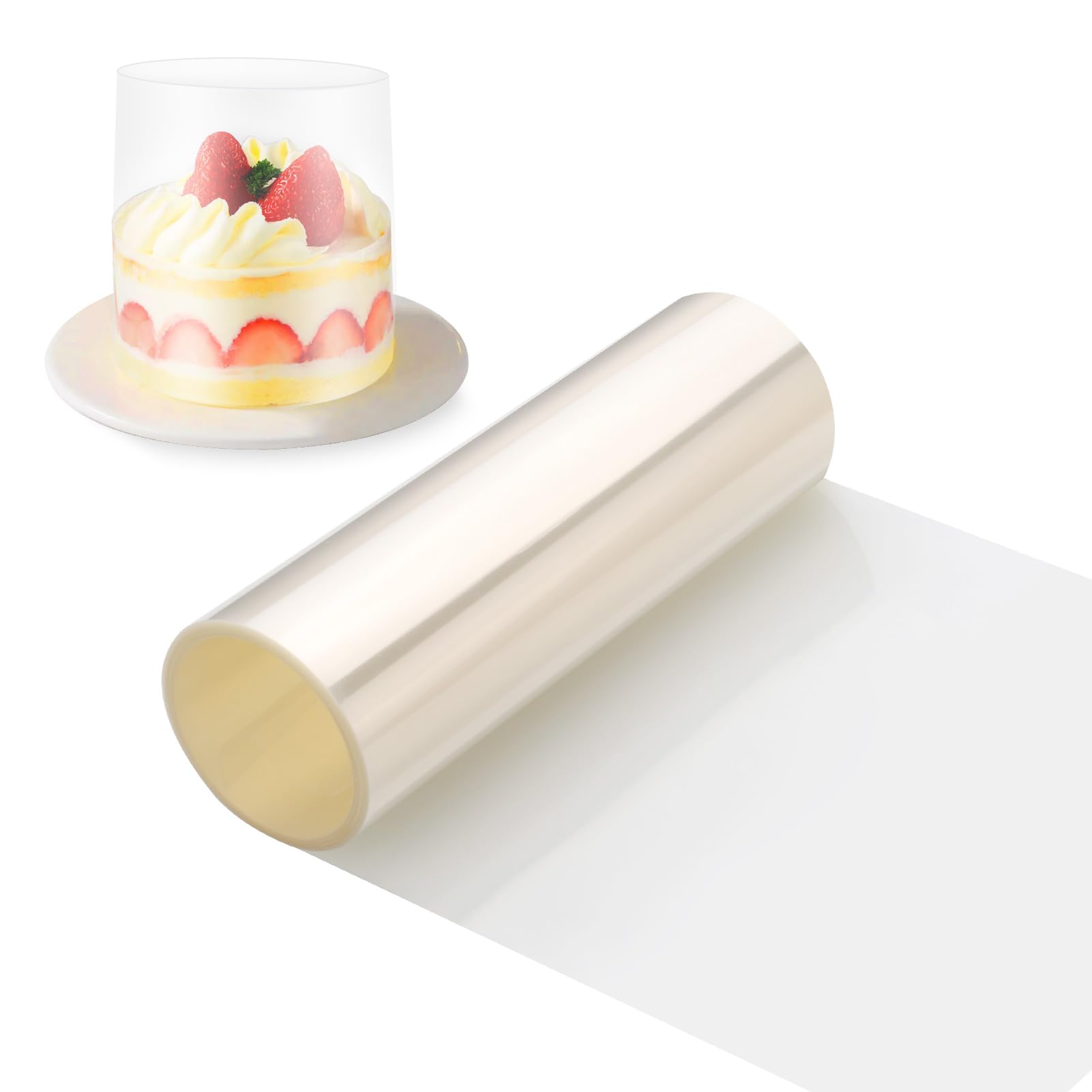 Zocipro Acetate Cake Collars, 15cm x 10m Thickened Acetate Sheets, Clear Transparent Acetate Roll for Baking Cakes, Chocolate Mousse Cake, Cake Decorating