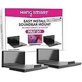 HangSmart TV Soundbar Mount NO Stud & NO Drill Easy Install, DIY Universal Sound Bar Wall Mount Bracket, Holds up to 50LBS, Adjustable fits Most Soundbars. (Black)