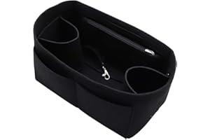LEXSION Felt Purse Organizer Insert Bag In Bag with Two Removeable Holder 8020 Black L