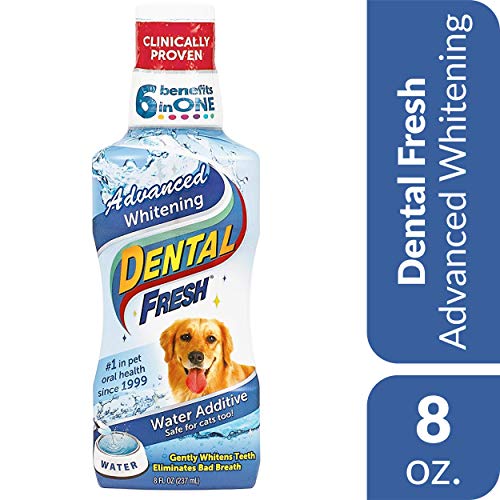 Dental Fresh Advanced Whitening for Dogs, 8 oz. - Reduce Surface Stains and Reverse Discoloration - Add to Water to Whiten Teeth, Eliminate Bad Breath, Improve Oral Health