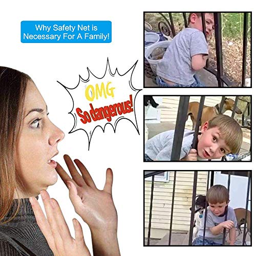 Child Safety Rail Net for Stairs, CuleedTec 16.5x2.5ft Balcony Protective Net for Kids Toys Pets, Anti-Fall Protection Net for Children, Indoor & Outdoor Rail Balcony Banister Stair Net,SGS Passed