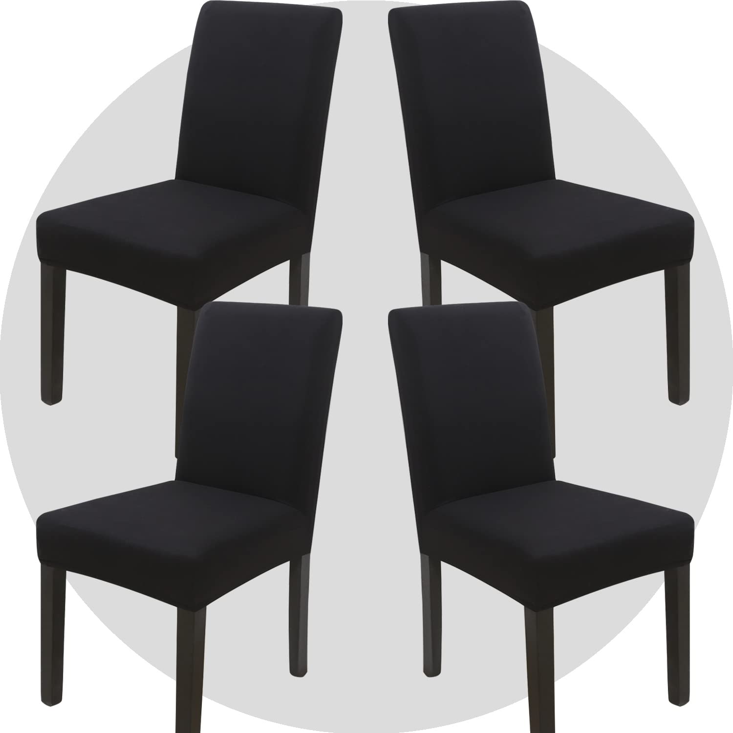 NDMMSO Dining Room Chair Covers Set of 4 Super Fit Stretch Removable Washable Dining Chair Protector Cover Seat Slipcover for Hotel, Dining Room, Ceremony, Banquet Wedding Party(Black)