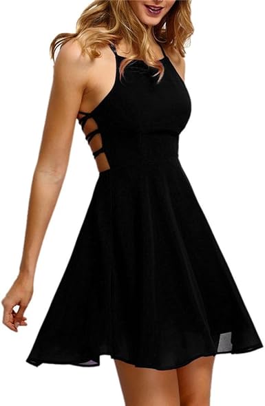 black halter cocktail dress