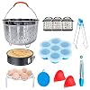 Bestcool Pot Accessoires, 9 Stks Snelkookpan Set Steamer Mand met Ei Stoomrek, Ei Bijt Mallen/Non-Stick Springform Pan…
