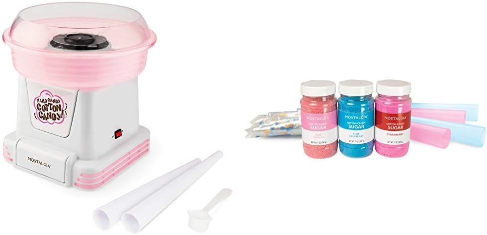 Nostalgia PCM805 Hard & Sugar-Free Candy Cotton Candy Maker with Cotton Candy Party Kit