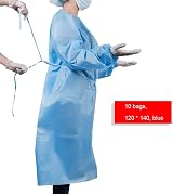 Alloyseed Adult Disposable Isolation Gowns Pack of 10 Blue Protective Long view 2