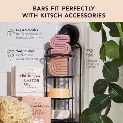 Kitsch Exfoliating Sugar Scrub for Body – All Natural Body Scrub Bar Soap for Smooth, Hydrated & Glowing Skin - Vegan Soap Bar Exfoliator for Men and Women - Made in the USA - 4 oz