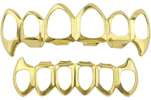 Psivika Open Face Grills 6 Teeth Grillz Top and Bottom Set Hip Hop for Your Teeth