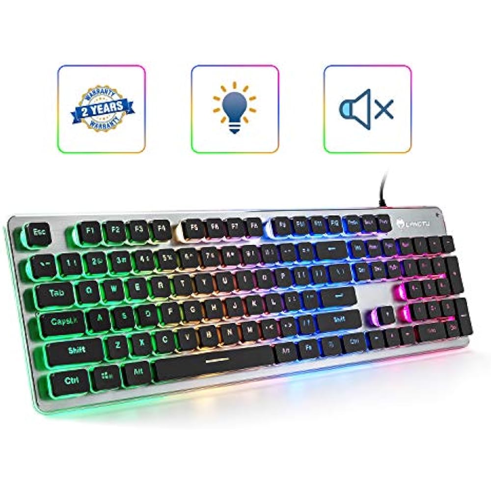 LANGTU Gaming Keyboards Membrane Keyboard, Colorful LED Backlit Quiet