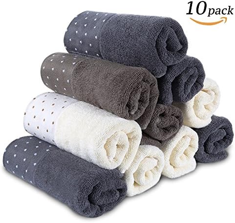 unalice Cotton Craft Ultra Soft 10 Pack Hand Towels Set 28 x 13 Inch Premium 100% Cotton - Multipurpose Use for Bath, Hand, Face, Gym and Spa