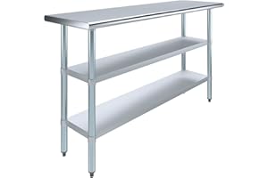 AmGood Stainless Steel Work Table with 2 Shelves | NSF | Metal Utility Table (60" Long x 18" Deep)