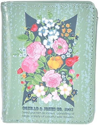 Shagwear Women's Fashion Small Zipper Wallet Wild Flowers Green