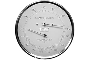 FISCHER GERMANY Fischer Sauna Thermometer (°Fahrenheit) & Hygrometer 6.3 Inches, 195-01F - Made in Germany