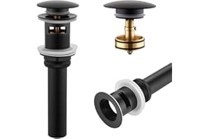 KOKOSIRI Bathroom Sink Drain with Detachable Hair Catcher, Matte Black Pop Up Sink Drain with Strainer Basket Anti Clogging f