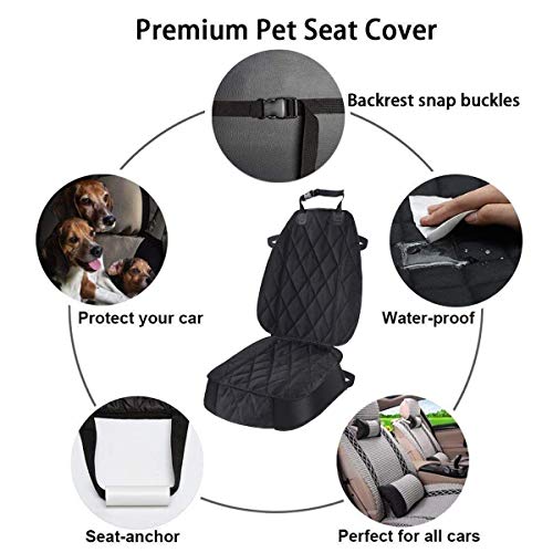 Pet Deluxe Thick Front Car Seat Cover for Car and SUV Waterproof Nonslip Seat Covers for Pet Dogs and Cats Black (2 pack)