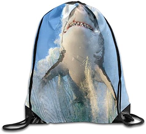 Sharp Teeth Scary Shark Unisex Drawstring Backpack Travel Sports Bag