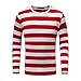 OThread & Co. Men's Long Sleeve Striped T-Shirt Basic Crew Neck Shirts (Medium, Red&White)