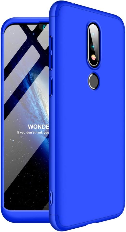 Annure® 3 in 1 360 Full Body Protection Double Dip Matte Hard Back Cover for Nokia 6.1 Plus (Full Blue)
