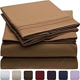 Mellanni Bed Sheet Set - Brushed Microfiber 1800 Bedding - Wrinkle, Fade, Stain Resistant - Hypoallergenic - 4 Piece (Queen, Mocha)