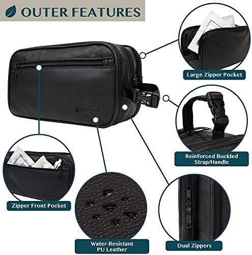 PAVILIA Toiletry Bag for Men, Travel Toiletries Bag | Water-resistant Dopp Kit, PU Leather Shaving Bag Organizer for Toiletry Accessories, Cosmetic, Hygiene, Grooming 3 PAVILIA Toiletry Bag for Men, Travel Toiletries Bag | Water-resistant Dopp Kit, PU Leather Shaving Bag Organizer for Toiletry Accessories, Cosmetic, Hygiene, Grooming