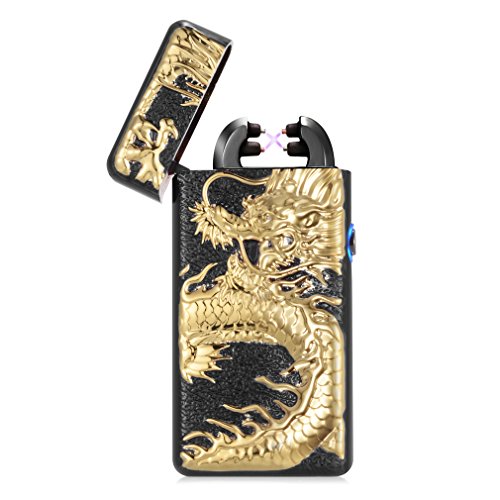DaLanZom Dragon USB Rechargeable Windproof Electric Plasma Arc Lighter , Loong Electronic Cigarette Lighter Set with USB Charging Cable