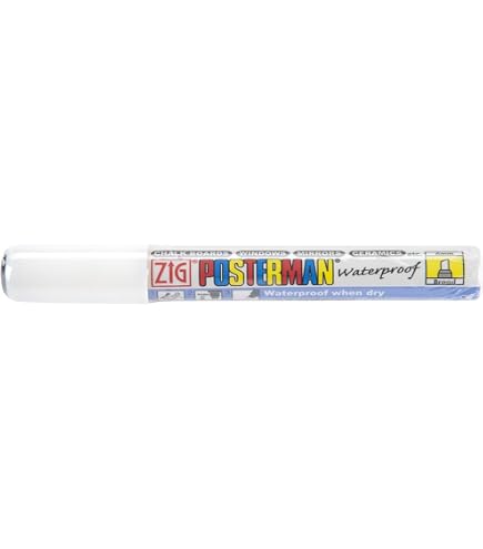 Marqueur Securit Posterman Blanc - Pointe Large 15 Mm, Pour Marquage Extérieur, Craie Toutes Saisons