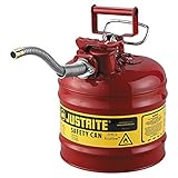 Justrite 7220120 - Galvanized Steel, AccuFlow Type II Red Safety Can with 5/8" Flexible Spout, Large ID zone, Meets OSHA & NFPA For Handling Hazardous liquids. . 2 Gallon (7.5L) Size.