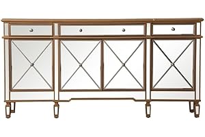 HomeStock Antique Appeal 72 Inch Mirrored Credenza in Gold