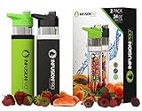 Infusion Pro Premium Fruit Infused Water Bottle (2 Pack or 1 Pack) Insulating Sleeves and Flavored Water Recipe eBook Included, Bottom Infuser Style with Flip Top Lid - 24 oz BPA Free Tritan Plastic