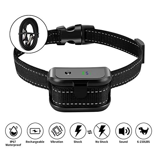 Dog Bark Collar – Auto Anti Barking Collar for Dogs Small,Medium,Large-Waterproof No Bark Collar with Stop Barking Modes-Beep/Vibration/Shock Correction Collar with 9 Adjustable Sensitivity Levels