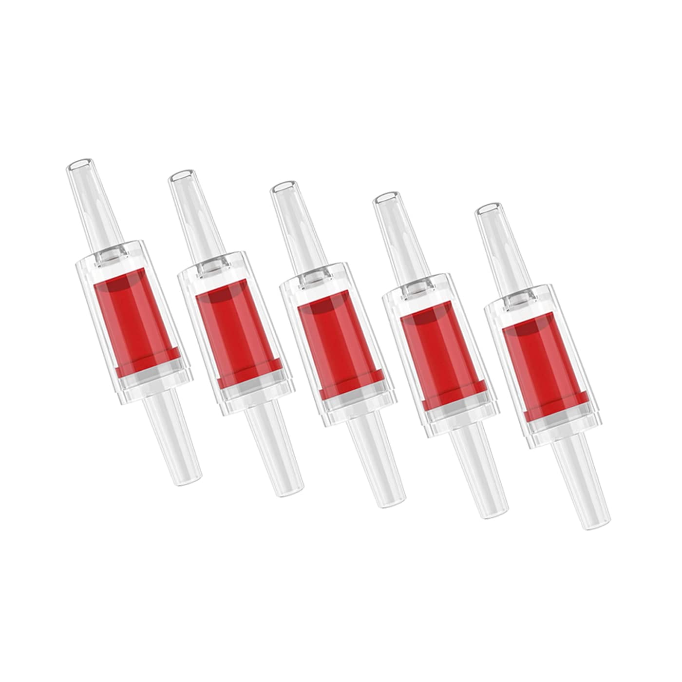 Haobase Aquarium Air Pump Non Return Check Valves, 5 Pieces, Red/Clear