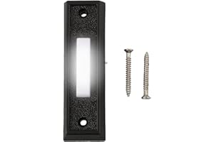 Cashmuch Lighted Doorbell Button Wired Door Bell Push Buttons with Door Chime Wall Mounted for Home, Black, Dc 12-24V