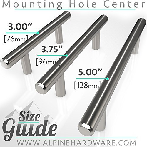 [50 Pack] Bar Handle Pull: Fine-Brushed Satin Nickel Finish | 3.75" (3-3/4") 96mm Hole Center | Kitchen Cabinet Hardware/Dresser Drawer Handles By: Alpine Hardware (3.75 IN C to C, 50 Pack) - Thumbnail 5