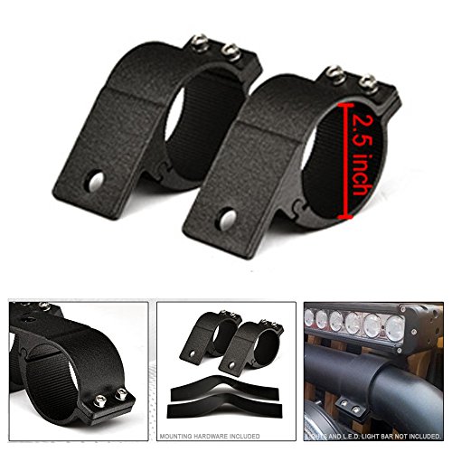 VXMOTOR Universal Texture Black 2.5" Aluminum Tube Lamp Mount Brackets Kit Light Bar Clamps Offroad Road Cage Driving Auxiliary Camera Motorcycle ATV Bikes FRC