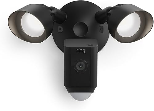 Ring Floodlight Cam Wired Plus with motion-activated 1080p HD video, Black