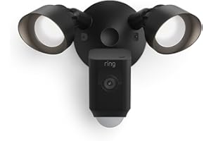 Ring Floodlight Cam Wired Plus with motion-activated 1080p HD video, Black