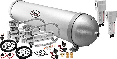 Vixen Air 5 Gallon (18 Liter) Aluminum Tank with Dual 200 PSI Chrome Compressor Onboard System/Kit for Suspension/Train Horn 12V VXO4850DCF