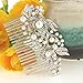 EVER FAITH Cream Simulated Pearl Austrian Crystal Bridal Flower Hair Comb