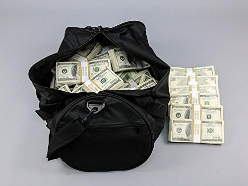 PROP MONEY Real Looking Copy $100s - AGED FULL PRINT DUFFLE BAG Pack Total $500,000 for Movie, TV, Videos, Advertising &amp; Novelty