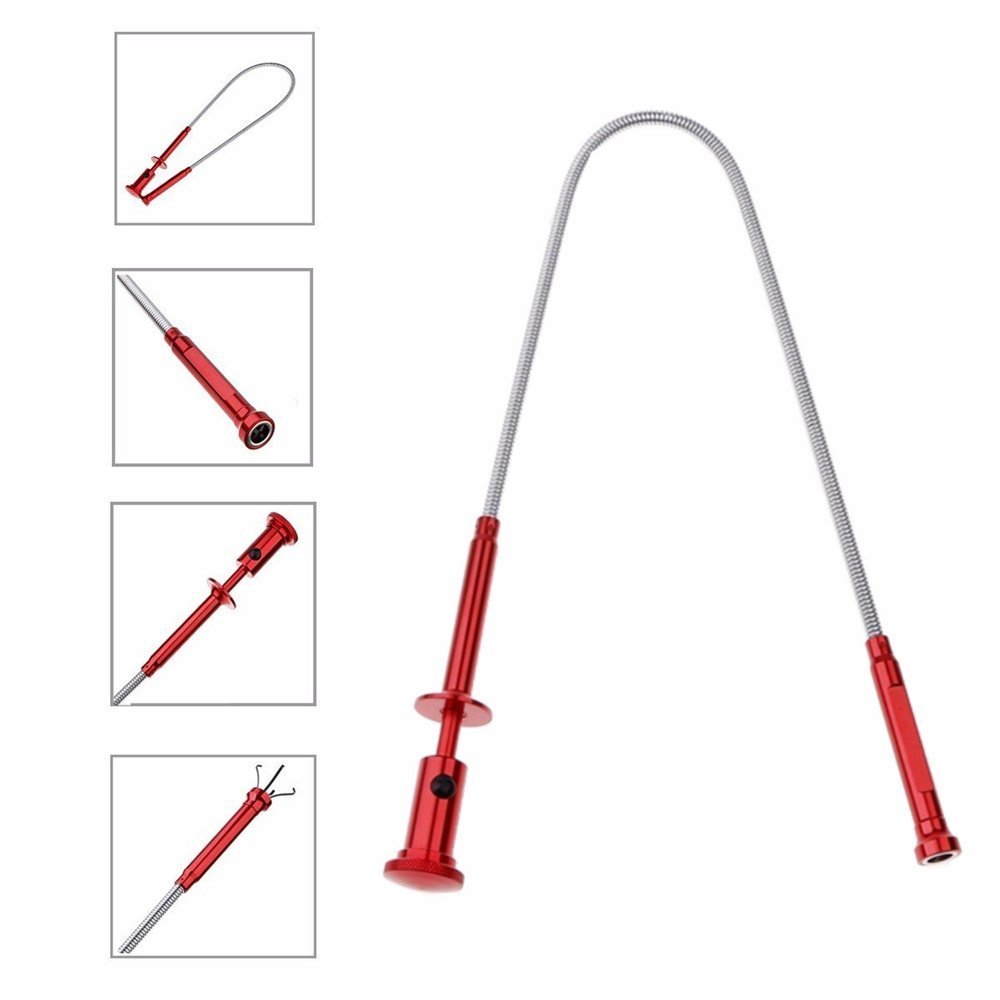 Claw Magnetic Pick-up Tool 4 Claws with Bright LED Light Flexible Spring Magnet Grab Grabber Fingers Prongs for Garbage Pick up,arm Extension