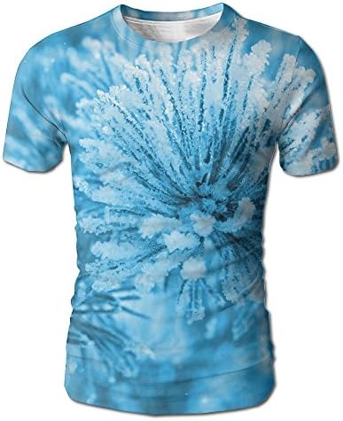 Winter Frost Branch Men's Polyester Short Sleeve Fashion Slim Fit Crew-Neck T-Shirt