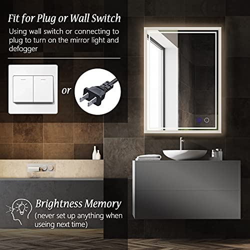 ZELIEVE 24 x 32 LED Backlit Mirror Bathroom Vanity with Lights,AntiFog