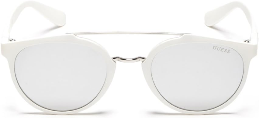 Guess Double Metal Bridge Round Sunglasses in White GU6890 21C 52