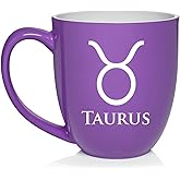Daylor Taurus Zodiac Horoscope Ceramic Coffee Mug Tea Cup Gift (16oz Purple)