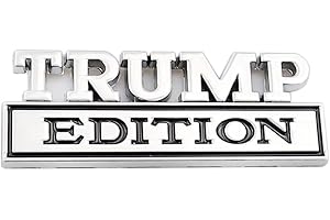 CARRUN Trump Edition Emblem Car Side Rear Front Hood Trunk Door Fender Bumper Metal Badge 3D Decal Sticker Fit for F-150 F250 F350 Silverdo 1500 2500 Sierra GMC Chevy Truck SUV (Silver Black) (CR-TP)