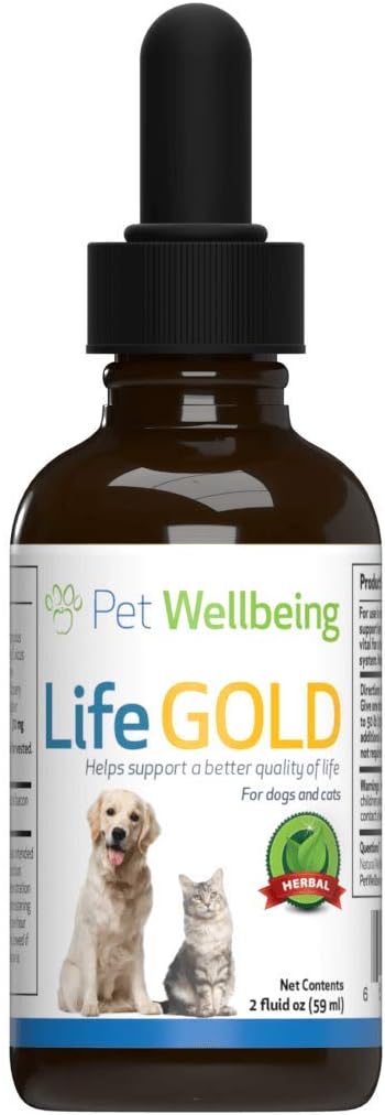Pet Wellbeing Life Gold for Cats, Supports Detoxification & Healthy Immune Defenses, Astragalus, Burdock, Sheep Sorrel