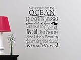 Wall Vinyl Decal Message from the Ocean - Be Shore of yourself love vinyl beach wall saying lettering quote inspirational sign motivational room decor