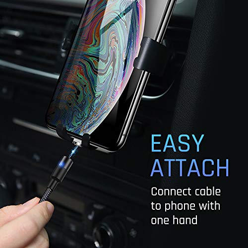 2020 Ultimate car Cell Phone Charging Bundle Magnetic Charge Cable by Wuteku. QC3 USB Charger, 2X 3.3ft Nylon Braided Cord Support Data Transfer, Super Fast 3.A. 3in1 Magnet, Micro, Type-C, iProd