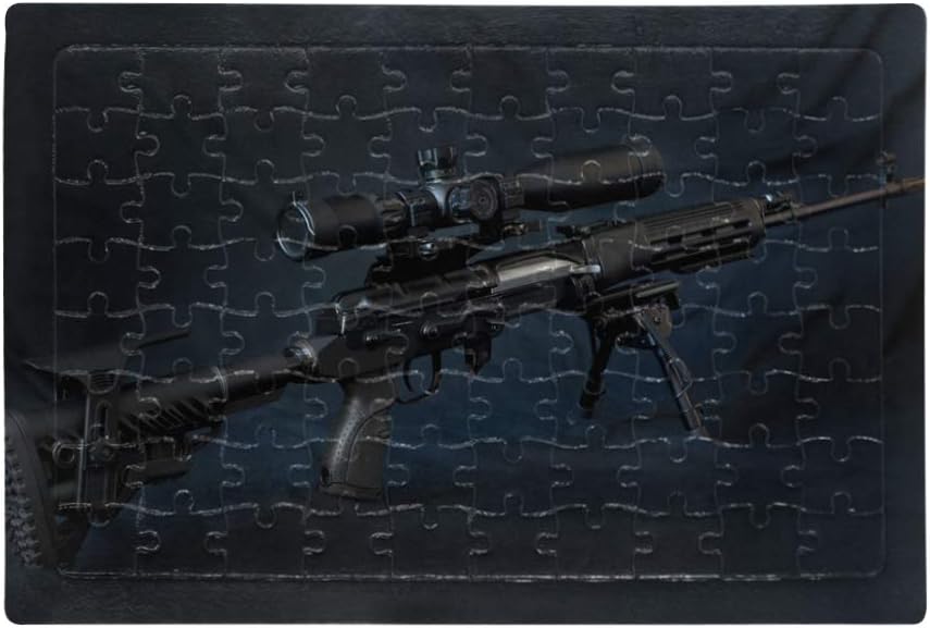 Rompecabezas bonitos Cartón rectangular 80 piezas Rifle de francotirador de tamaño A4 en una